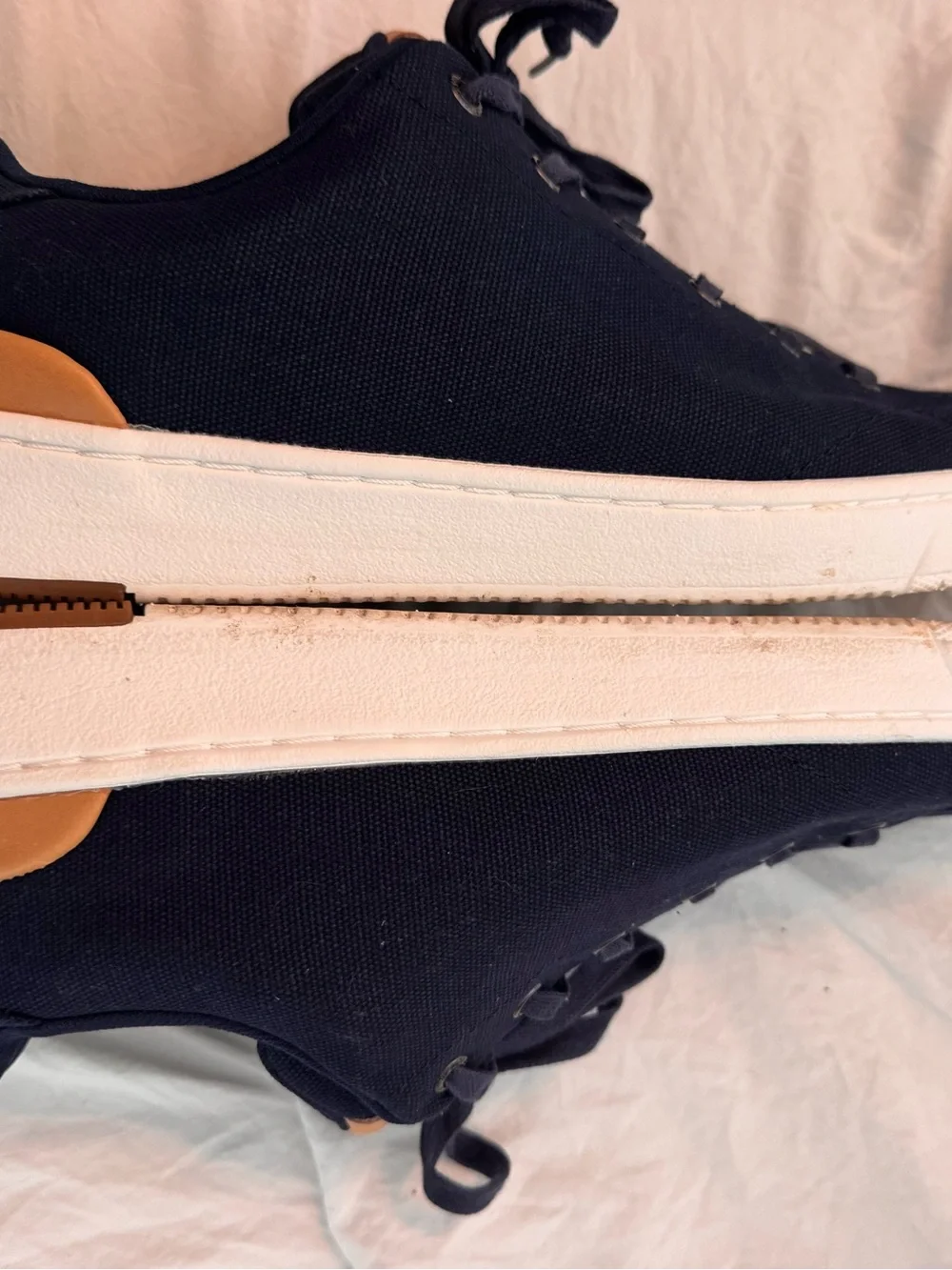 TOMS Navy and Tan Low-Top Canvas Sneaker